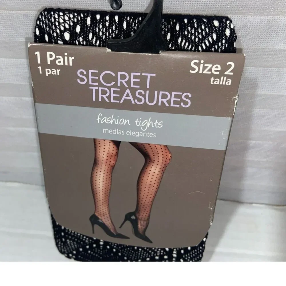 Secret Treasures 1 pair size 2 Fashion Tights Geometric Black Brand New!